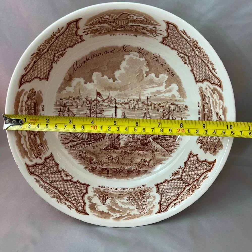 Alfred Meakin Fair Winds Bowl 10in Brown Excellent Historical Maritime